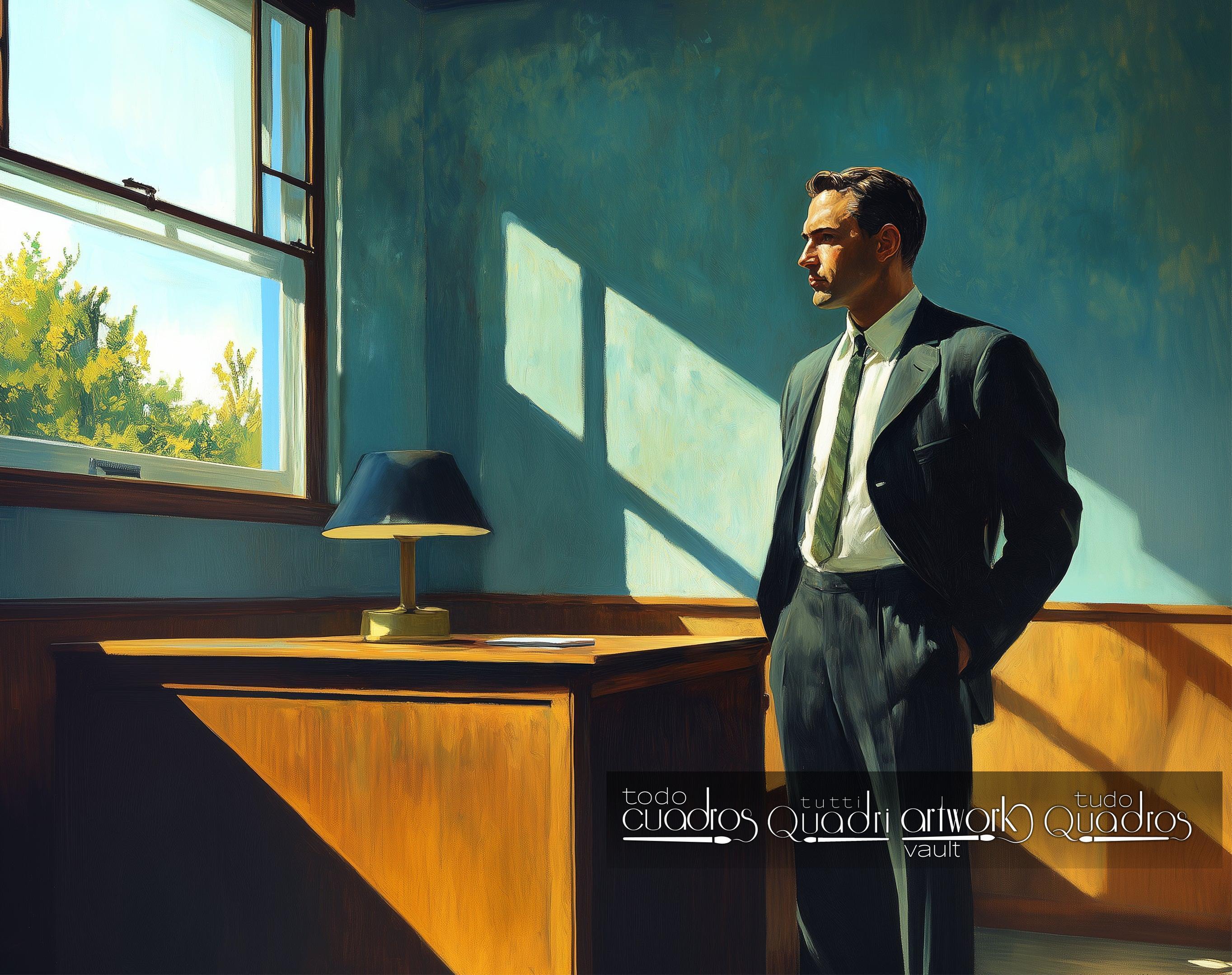 Arbeitsnachmittag, im Stil von Hopper