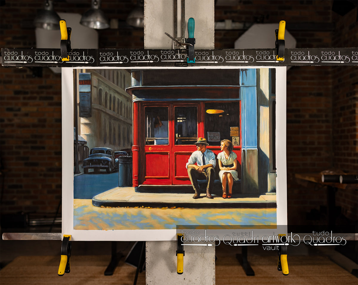 Geteiltes Warten, im Stil von Hopper