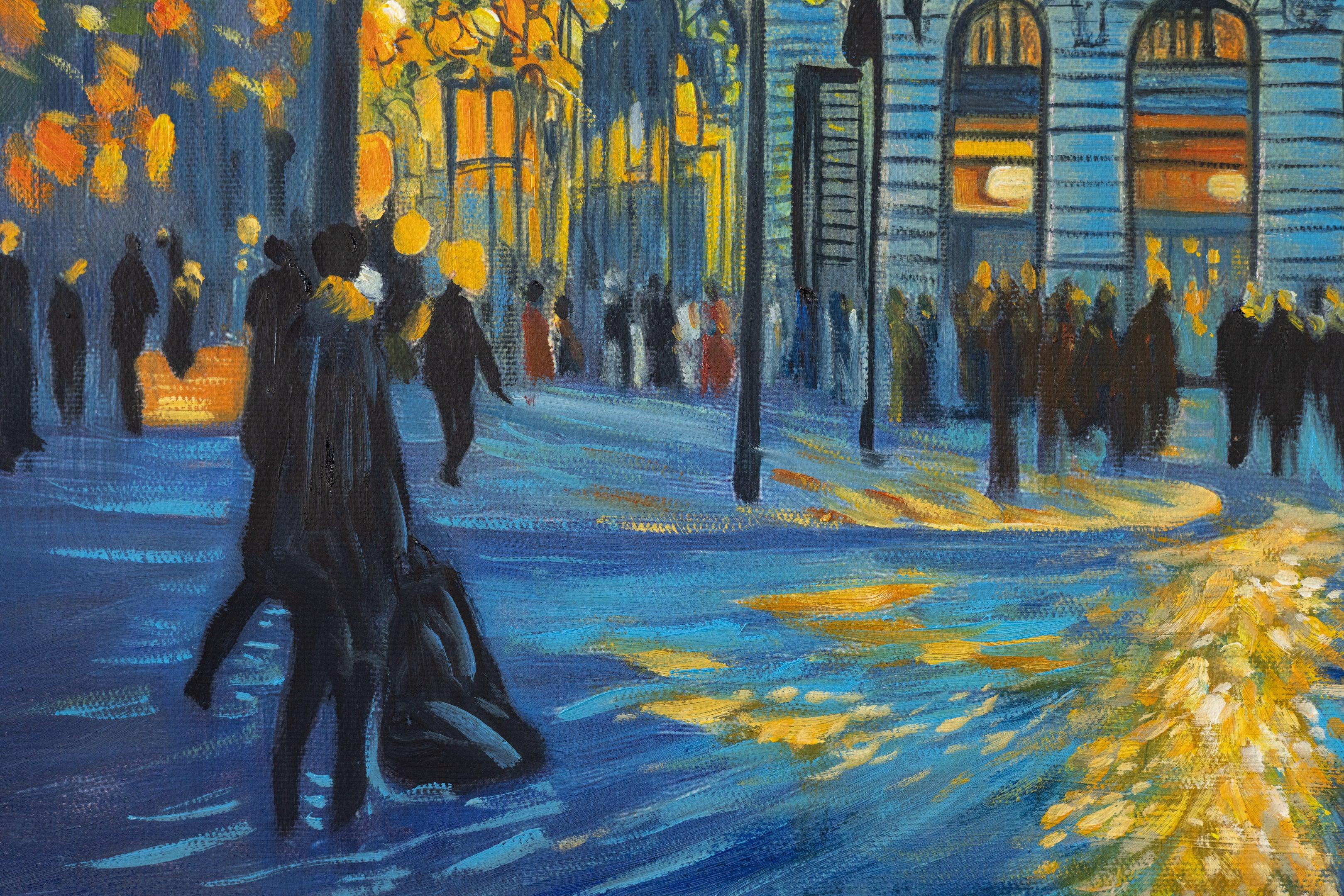 Nacht in Madrid, im Stil von Van Gogh