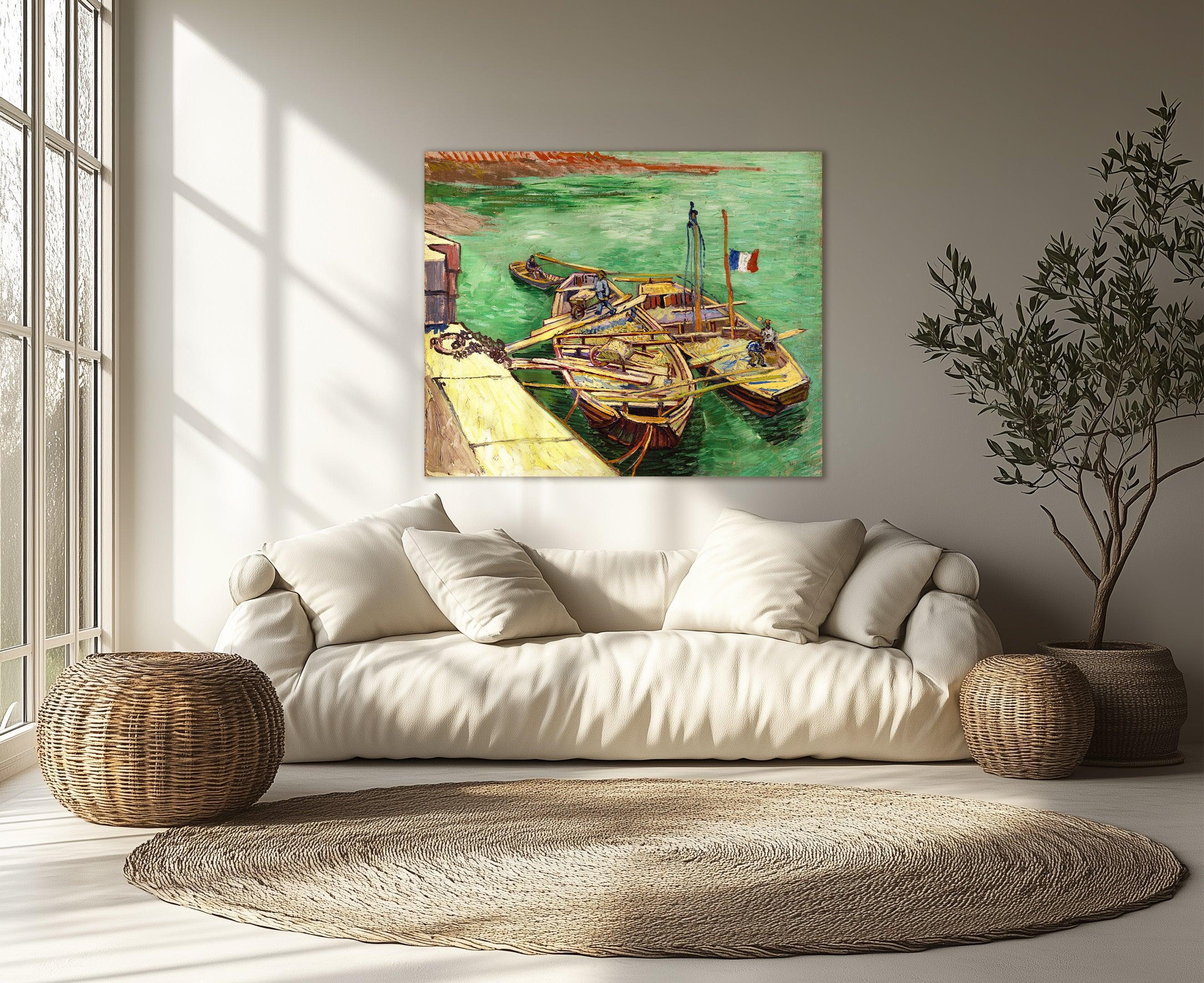 Kai mit Männern beim Entladen von Sandkähnen, Van Gogh