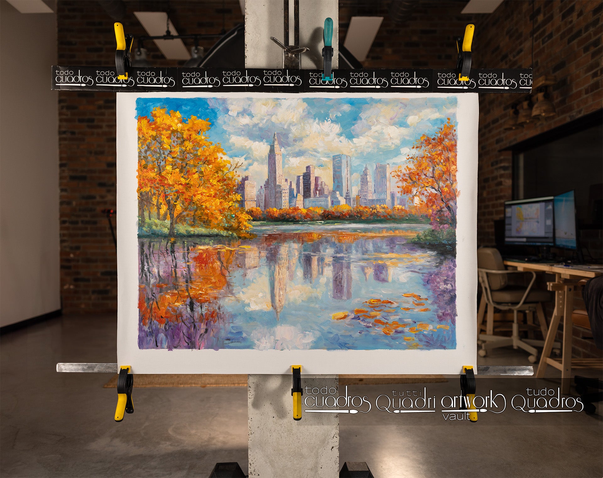 Herbstspiegelungen in New York, im Stil von Monet