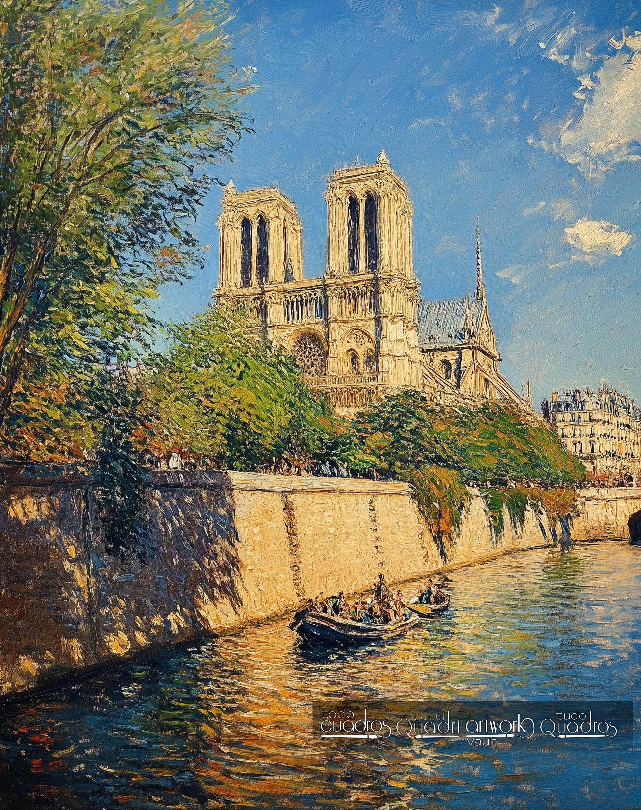 Bootsfahrt unter Notre-Dame, im Stil von Monet