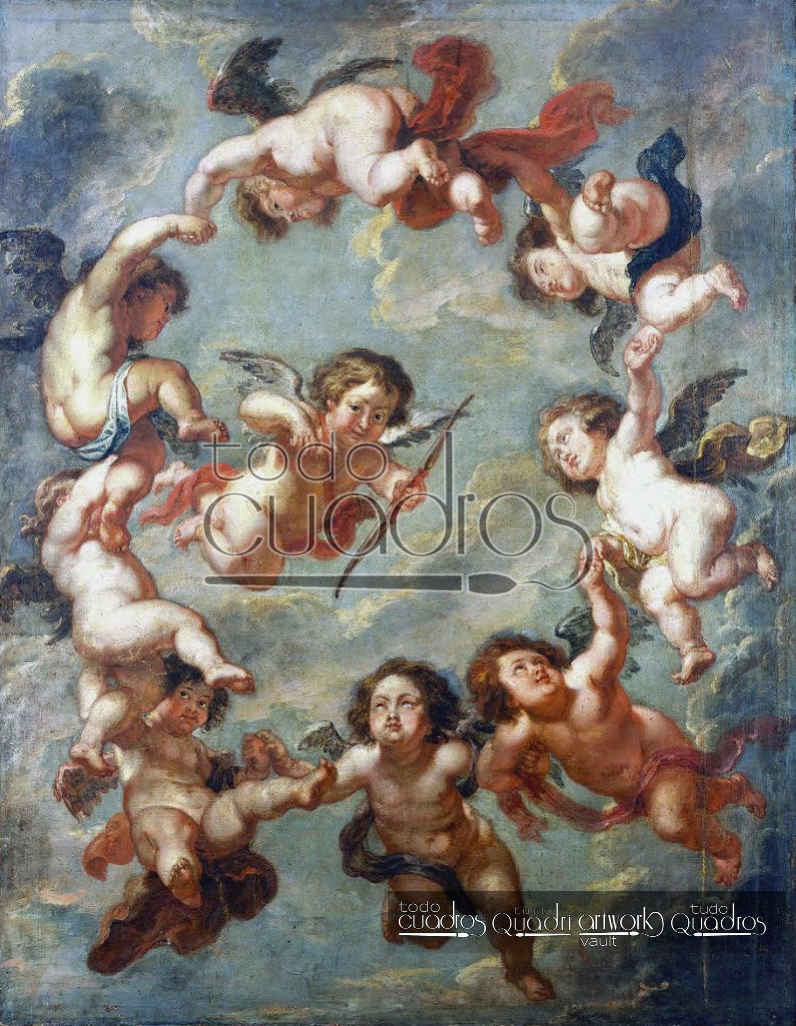 Eine Deckendekoration: Putti. Rubens