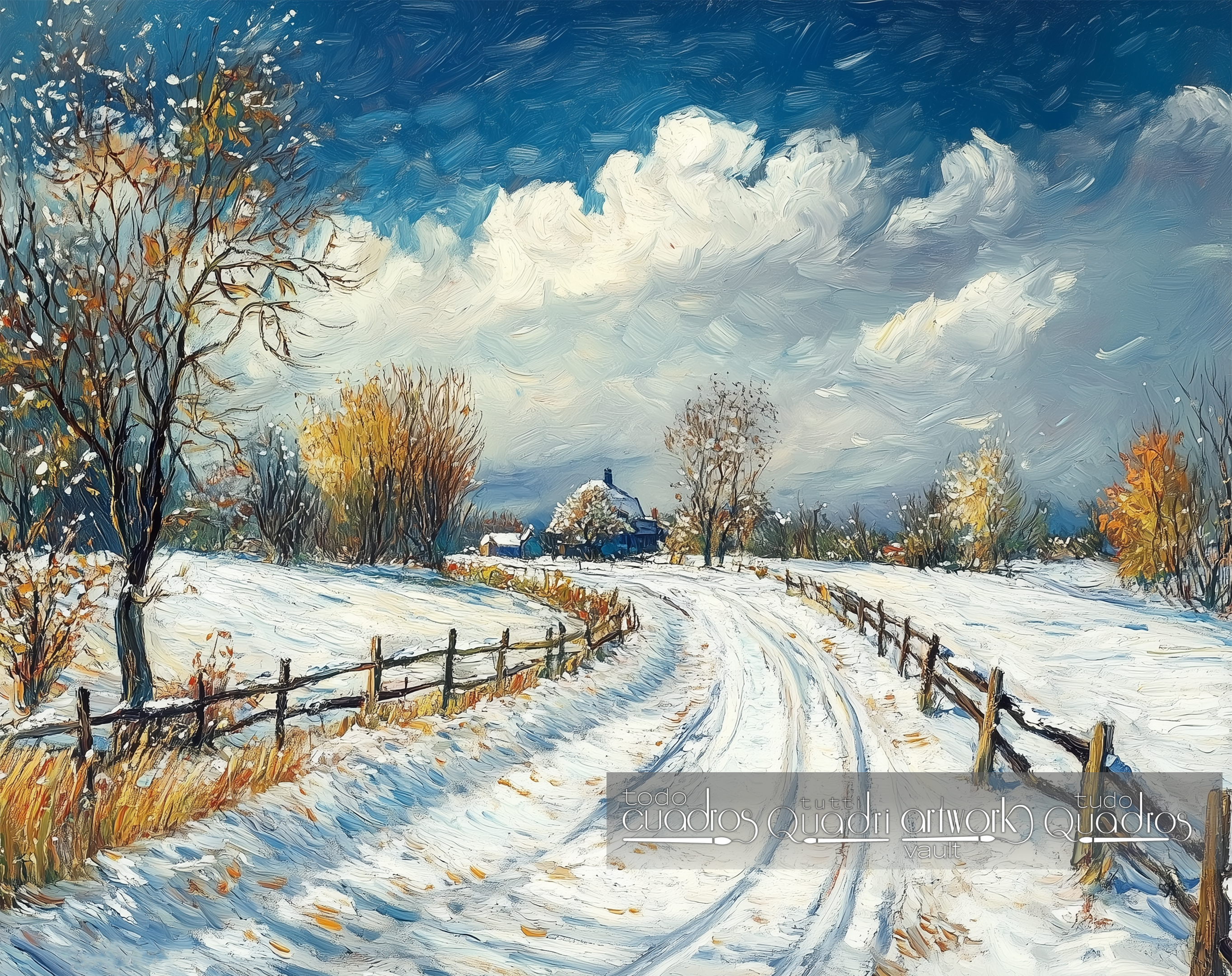 Winterlandschaft, im Stil von Van Gogh