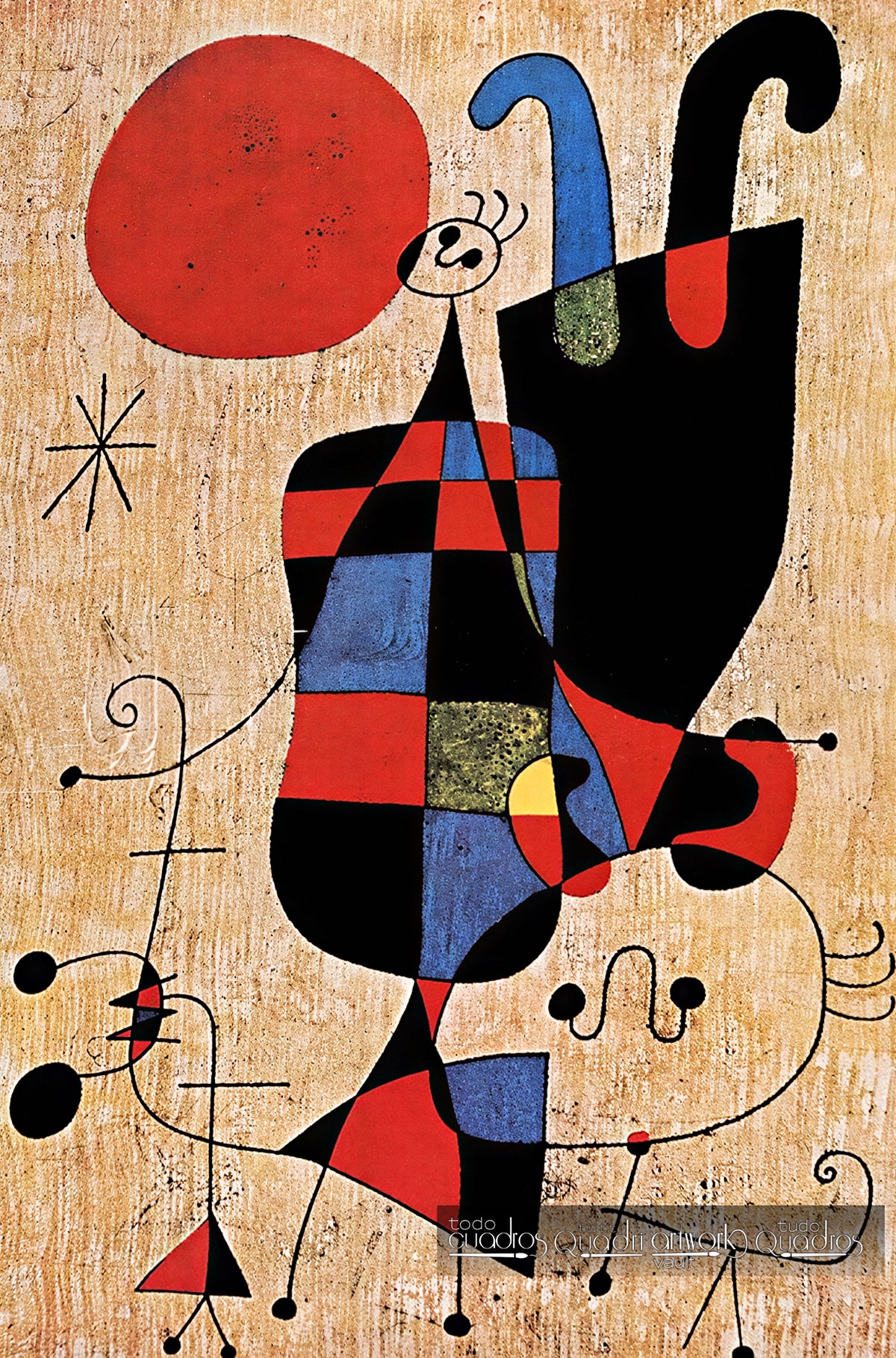 Figuren und Hund vor der Sonne, Miró