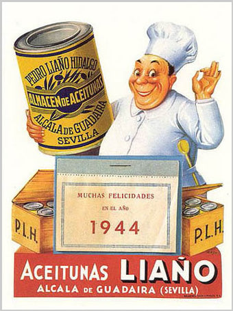 Cartel publicitario de aceitunas.