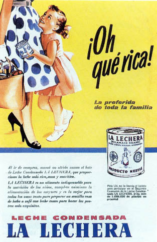 Publicidad antigu8a de leche condensada.