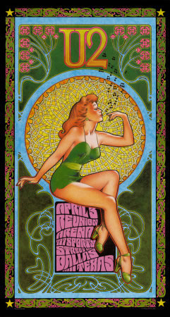 Los U2 en afiche ilustrado.