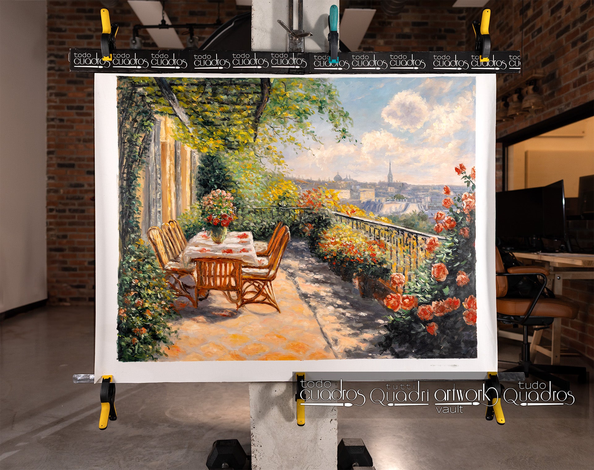 Frühstück zwischen Blumen, im Stil von Monet